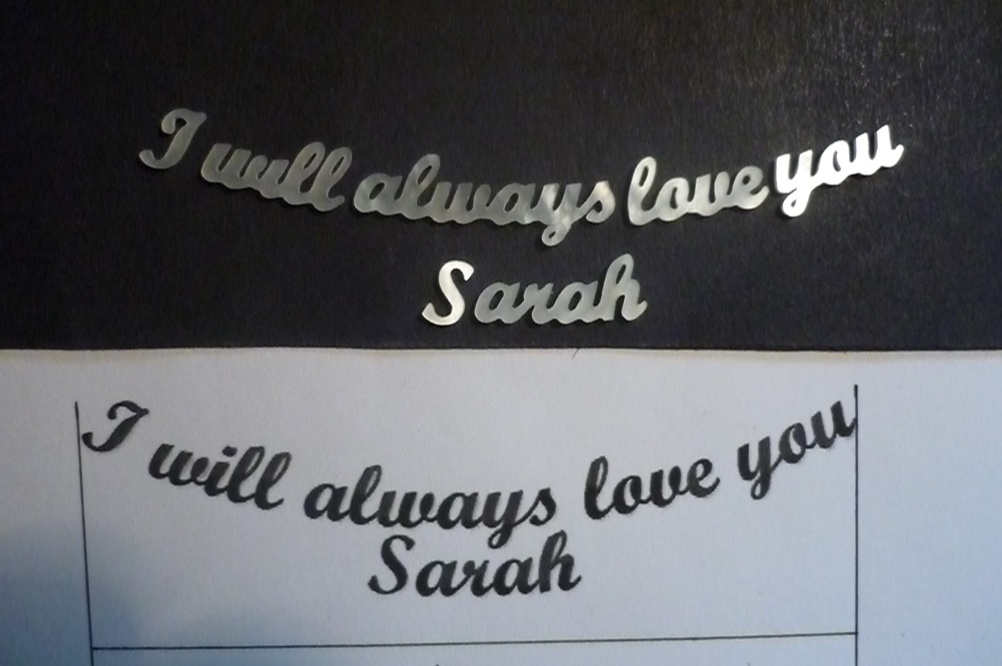custom love text inlay